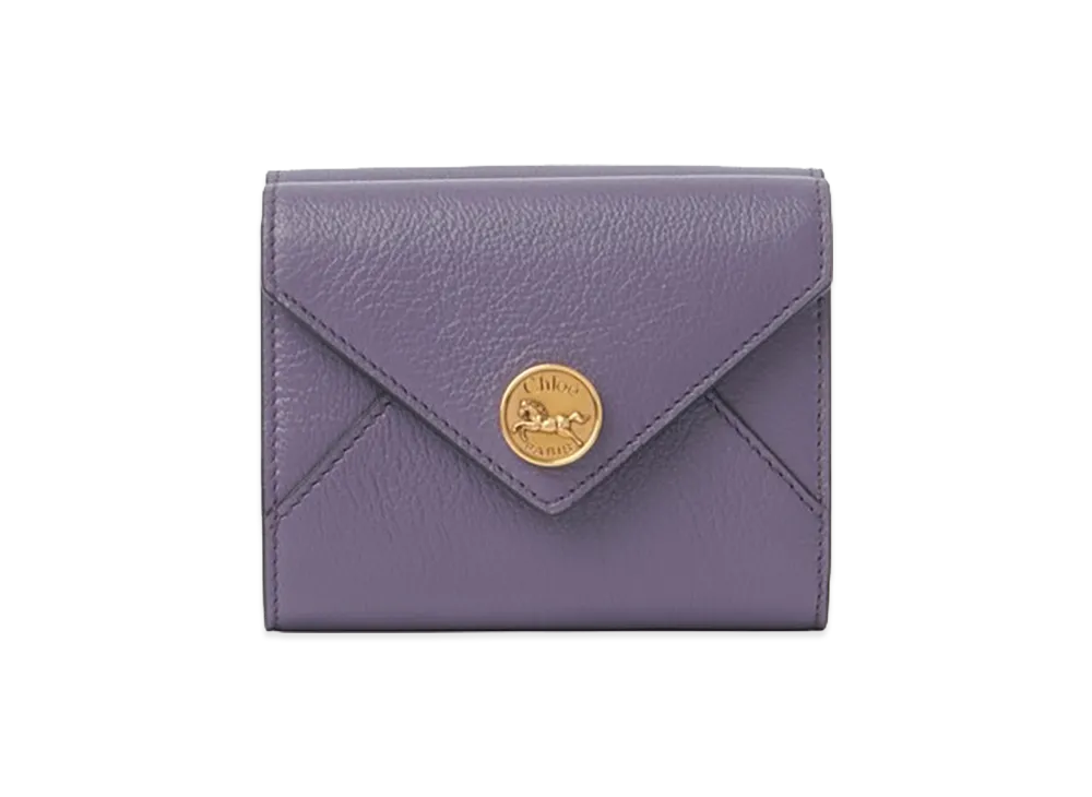 Chloe Envelope Grain Leather Small Trifold Wallet "Shadow Purple"