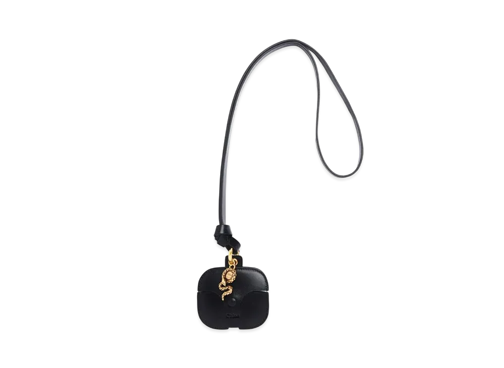 Chloe Chloe Symbols Snake Earpods Case In Grained Leather "Black"
