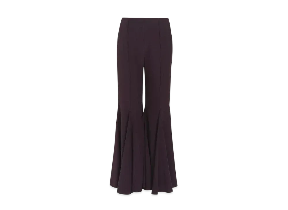 Chloe Cropped Bootcut Pants In Crepe Satin "Deep Purple"
