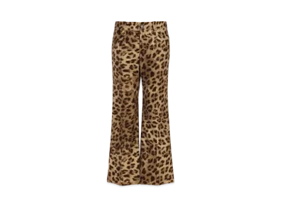 Chloe Cropped Bootcut Pants In Leopard-Print Cotton Velvet "Worn Brown"
