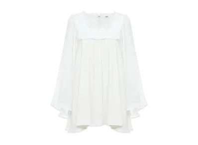 Chloe Fluid Mini Dress In Silk Crepon "Iconic Milk"