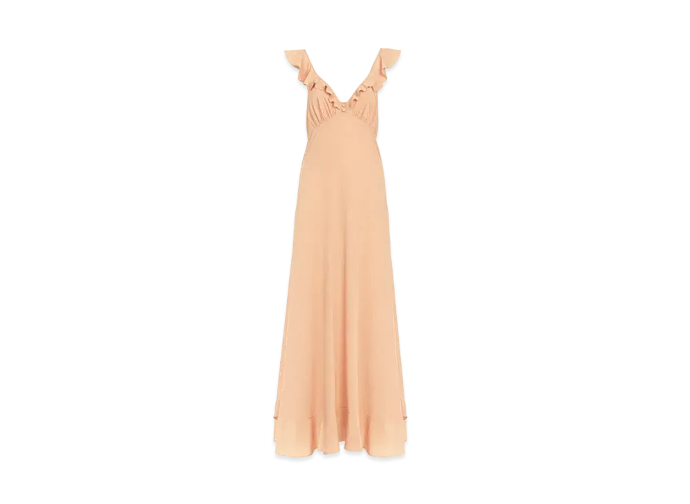 【Chloe】ベージュ クレープデシン製 ロングサンドレス Chloé クレープデシン製ロングサンドレス | Chloé JP