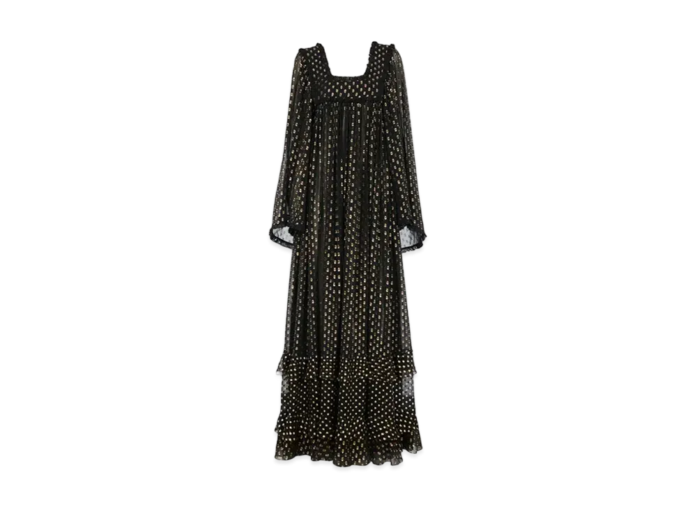 Chloe Ruffled Maxi Dress In Light Silk "Black"