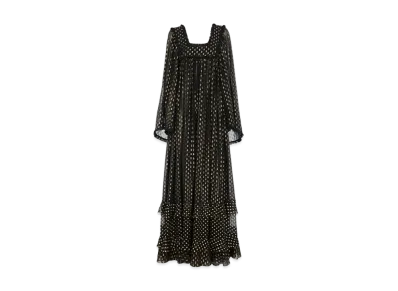 Chloe Ruffled Maxi Dress In Light Silk "Black"