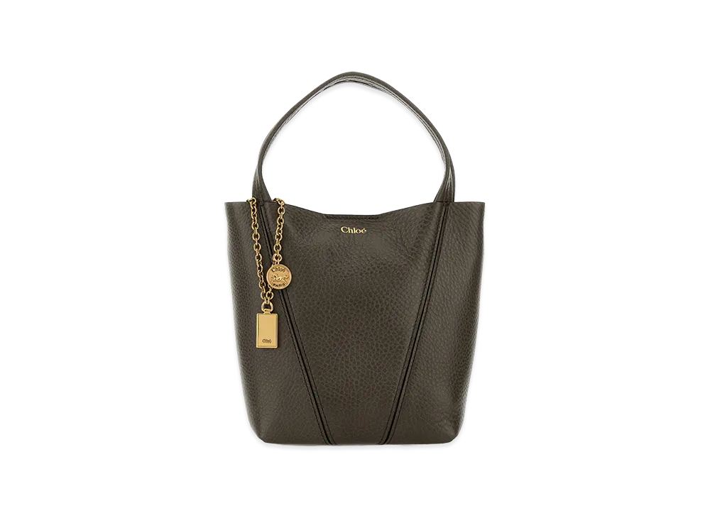 Chloe Women's Leather Small Spin Shopping Bag "Mud Gray"