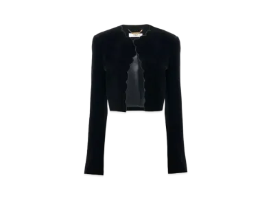 Chloe Scalloped Spencer Jacket In Velvet "Black"