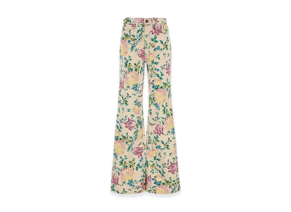Chloe Women's Printed Denim Wide-Leg Jeans "Floral"