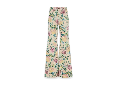 Chloe Women's Printed Denim Wide-Leg Jeans "Floral"