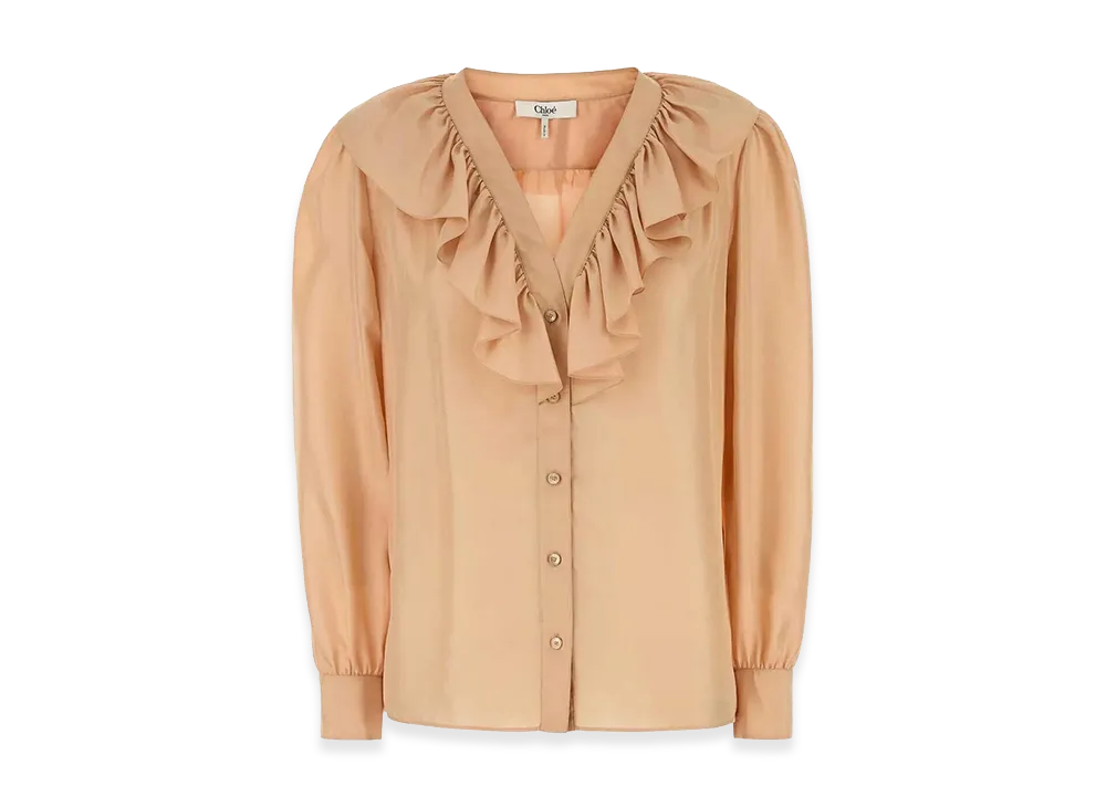Chloe Women's Peach Satin Shirt "Rose"