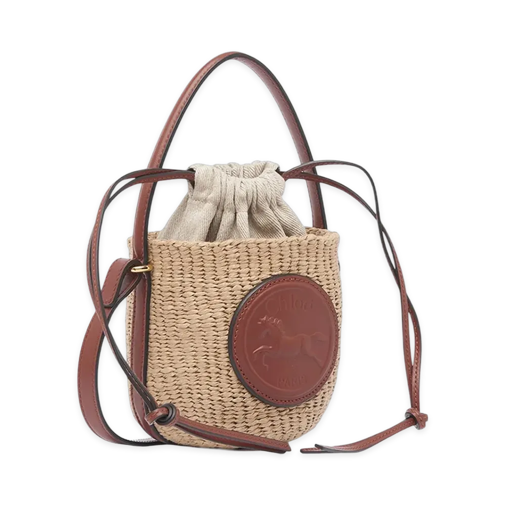 Chloe Women's Mini Horse Medal Woven Shoulder Bag "Brown"