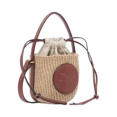 Chloe Women's Mini Horse Medal Woven Shoulder Bag "Brown"