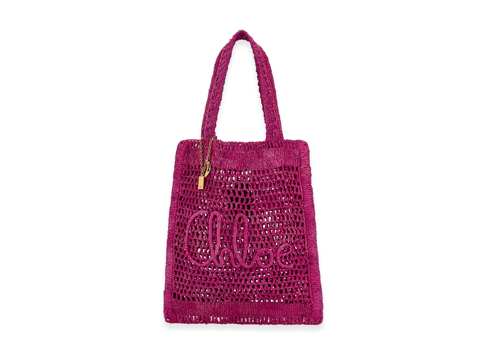 Chloe Women's Raffia Estate Banana Shopping Bag "Fuchsia Pink"