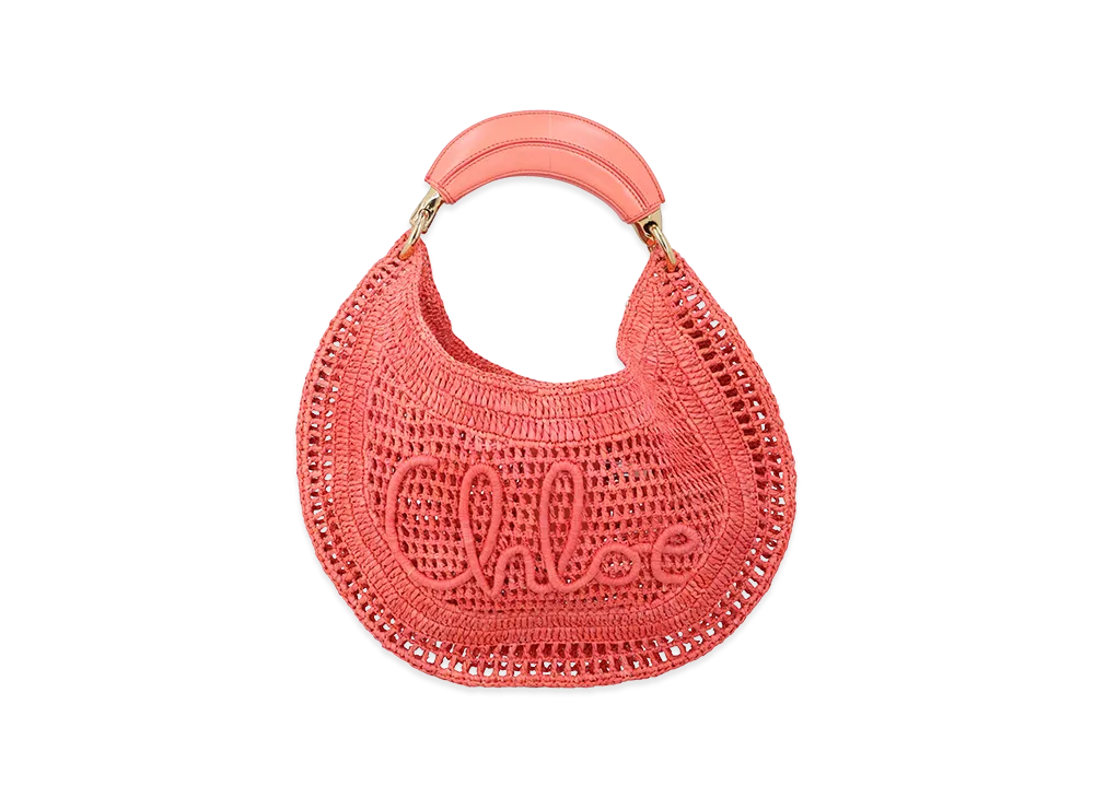 Chloe Women's Coral Raffia Banana Handbag "Orange"
