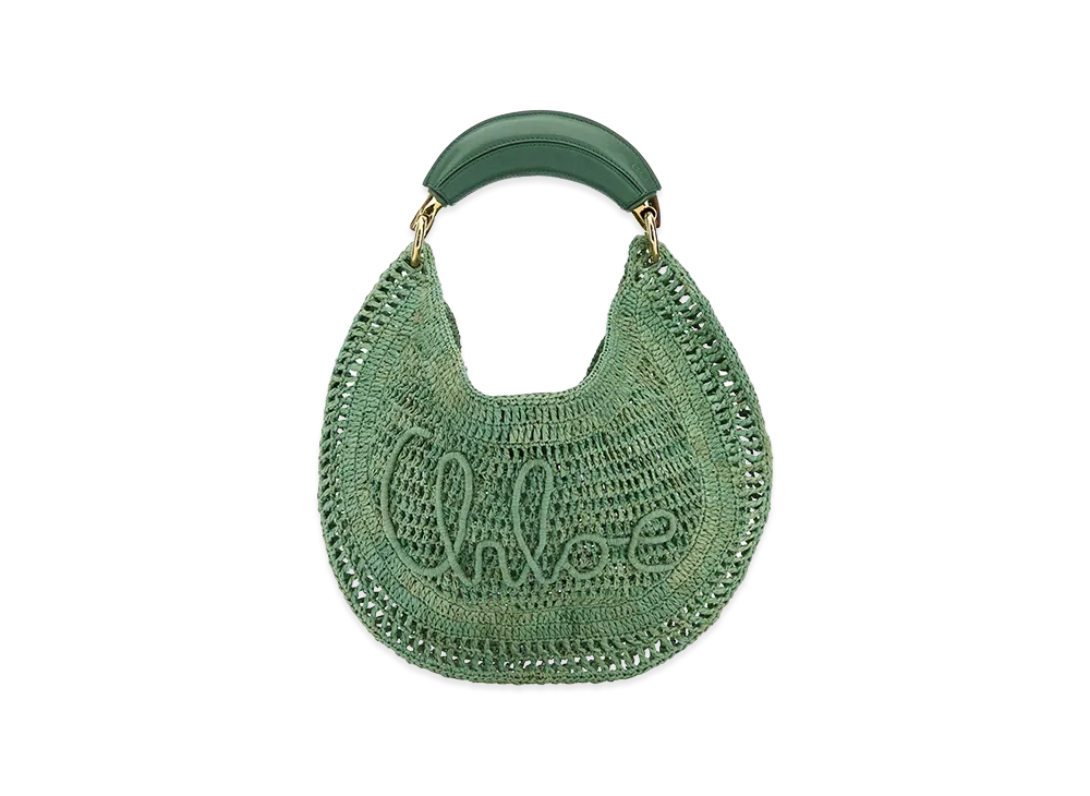 Chloe Women's Raffia Banana Handbag "Sage Green"