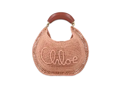 Chloe Women's Raffia Banana Handbag "Antiqued Pink"