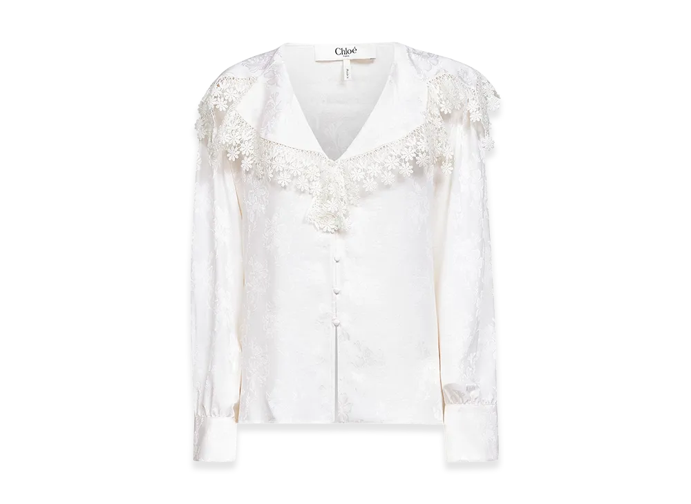 Chloe Women's Blouse With Maxi Collar "White"