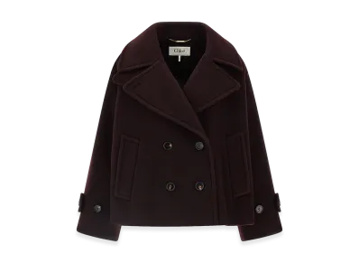 Chloe Women's Double-Breasted Short Coat "Dark Red"