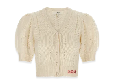 Chloe Women's Wool Blend Cardigan "White"