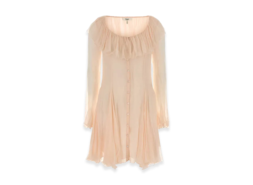 Chloe Women's Silk Mini Dress "Pastel Pink"