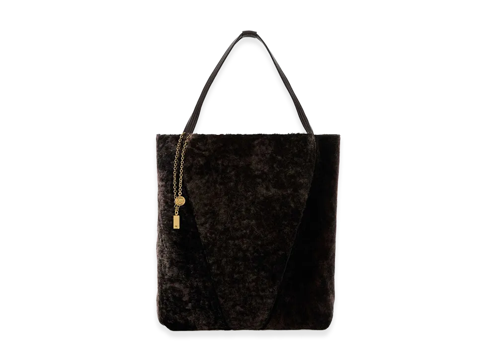Chloe Women's Shearling Large Spin Shopping Bag "Dark Brown"