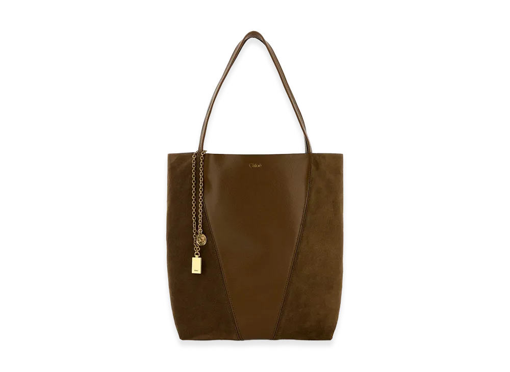 Chloe Women's Leather And Suede Spin Shopping Bag "Brown"