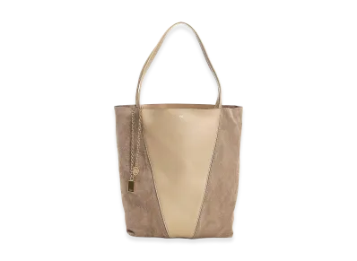 Chloe Women's Dove Leather And Suede Chloa Spin Shopping Bag "Beige"