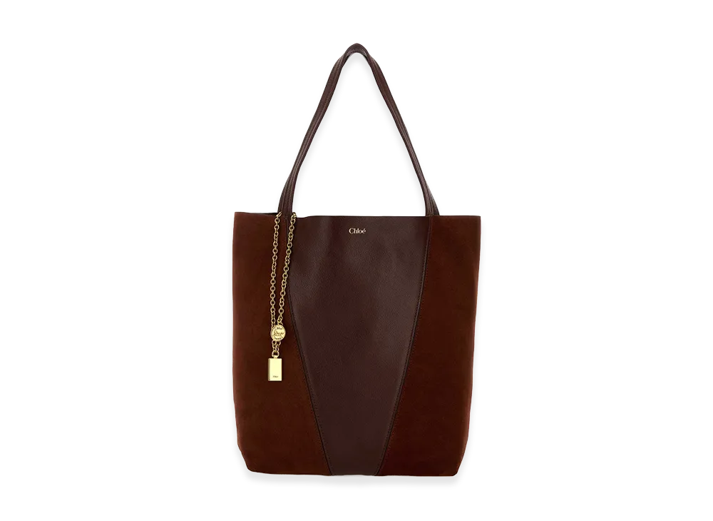 Chloe Women's Leather And Suede Chloa Spin Shopping Bag "Burgundy"