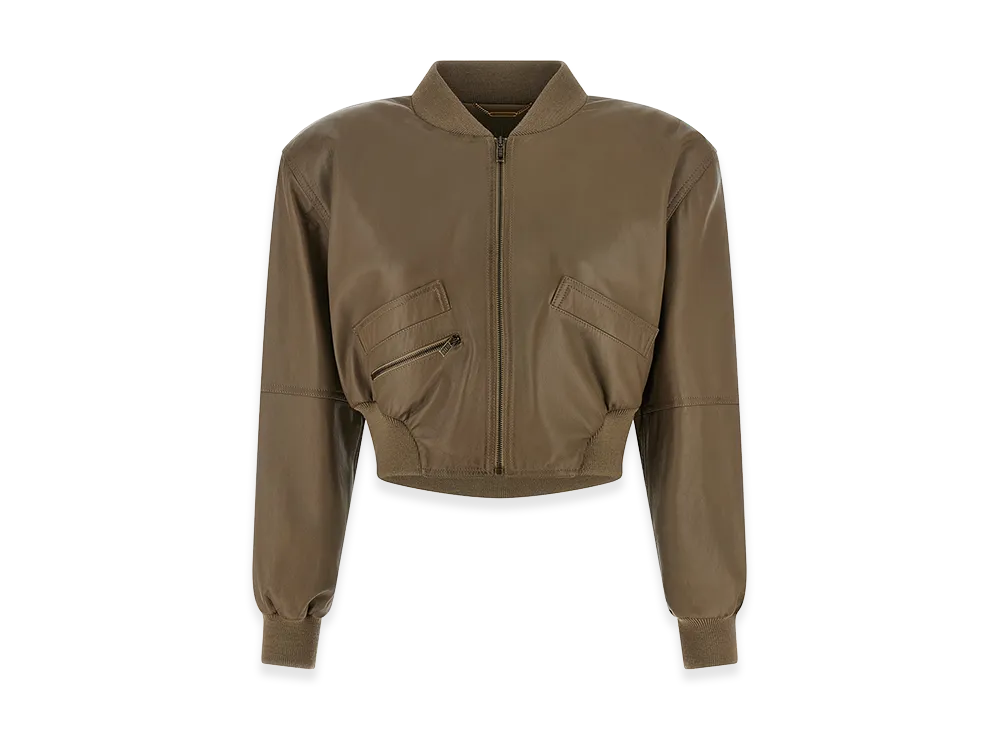 Chloe Women's Cropped Bomber Jacket "Brown"