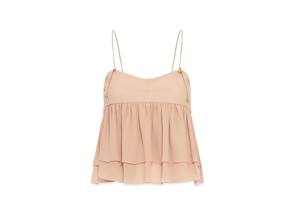 Chloe Women's Sleeveless Silk Georgette Top With Ruffles "Rose"