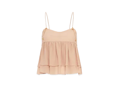 Chloe Women's Sleeveless Silk Georgette Top With Ruffles "Rose"