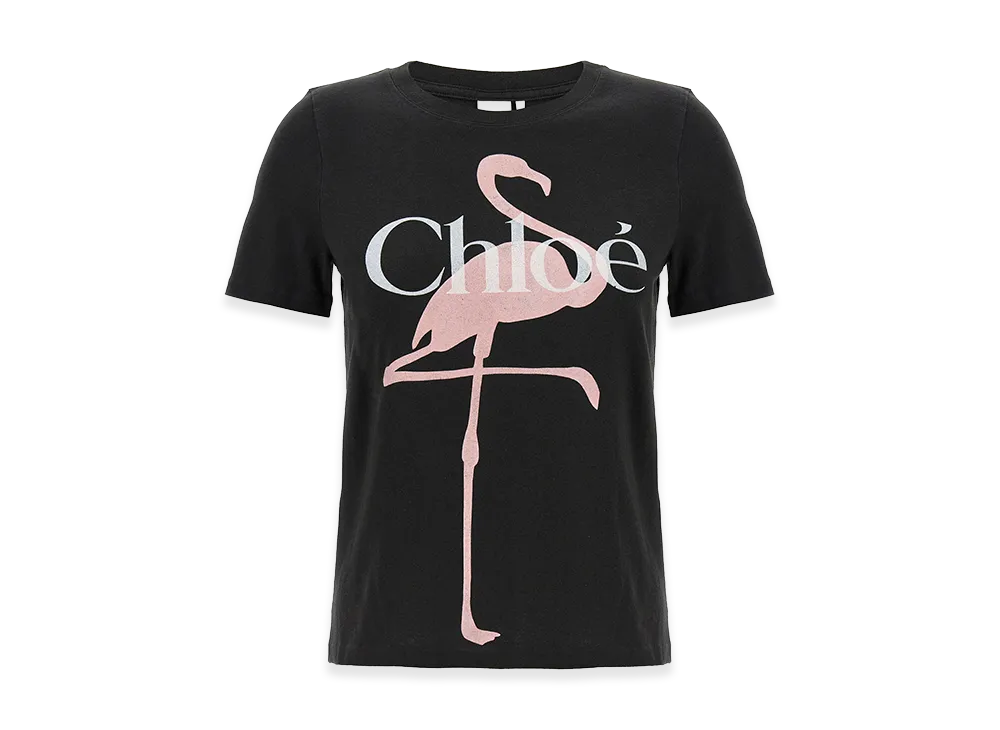 Chloe Women's Baby Fit T-Shirt With Logo In Cotton Jersey "Black"