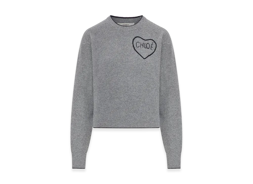Chloe Women's Cashmere Crewneck Sweater "Gray"