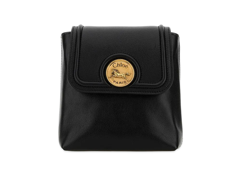 Chloe Women's Leather Horse Medal Backpack "Black"