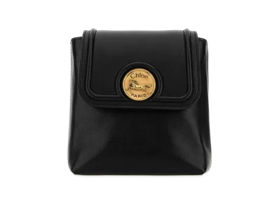 Chloe Women's Leather Horse Medal Backpack "Black"