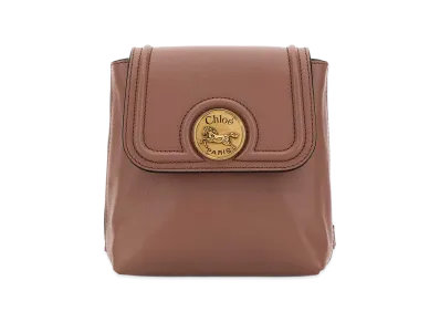 Chloe Women's Leather Horse Medal Backpack "Antiqued Pink"