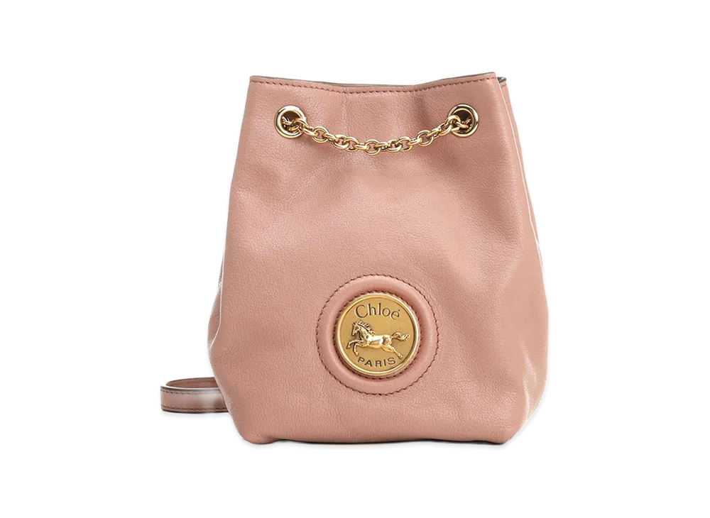 Chloe Women's Leather Horse Medal Bucket Bag "Antiqued Pink"