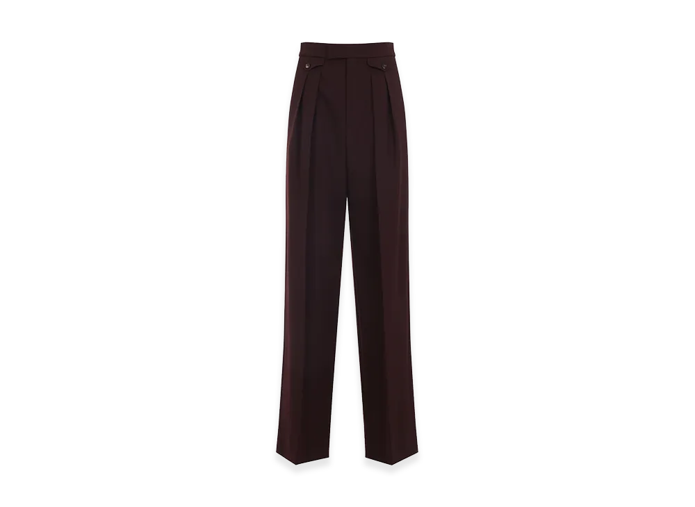 Chloe Women's High-Waisted Ruffled Wool Gabardine Trousers "Bordeaux"