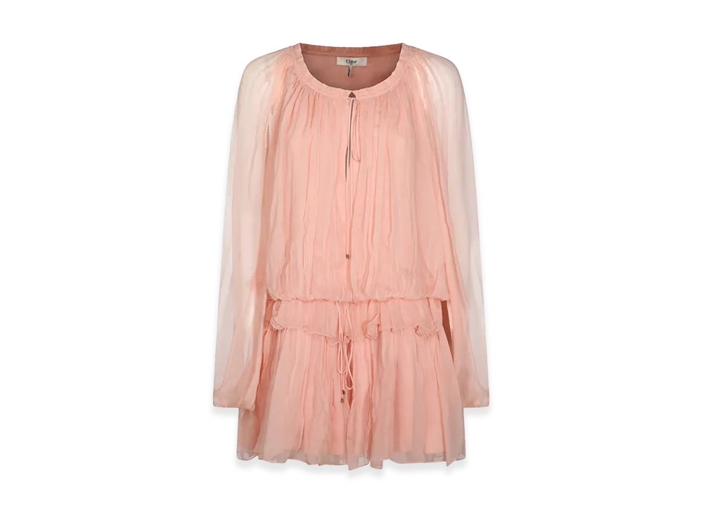 Chloe Women's Silk Mini Dress "Pink"