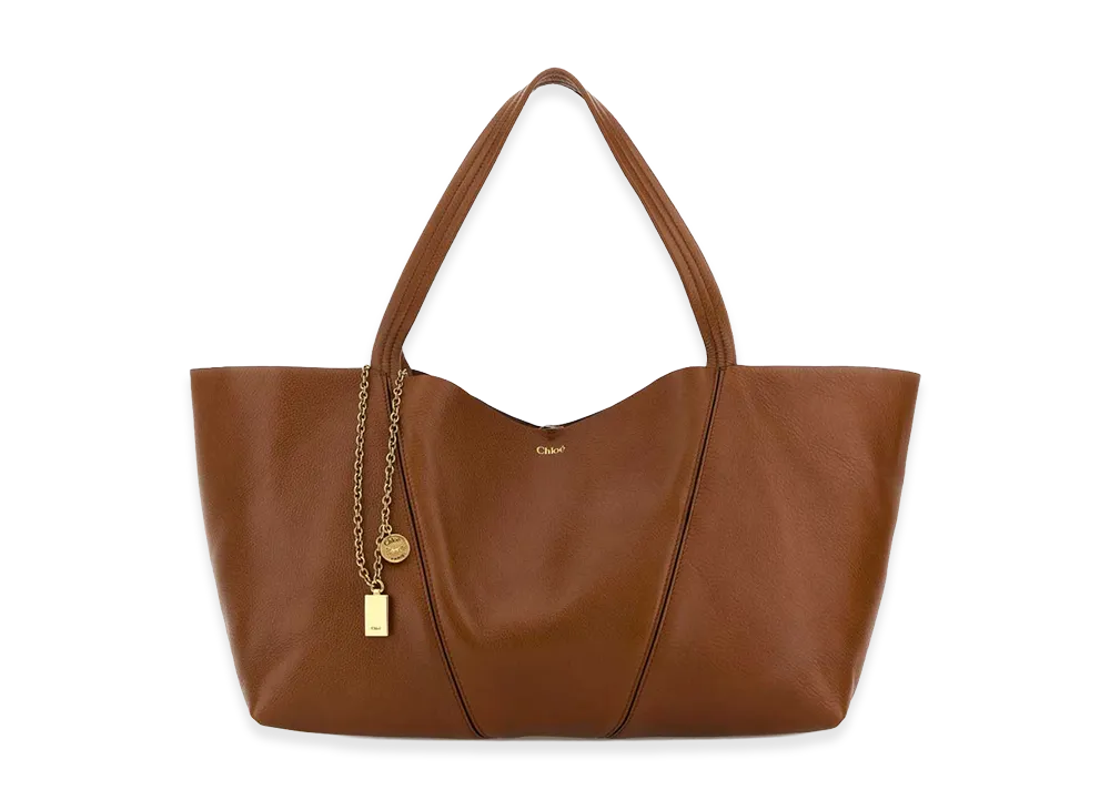 Chloe Women's Caramel Leather East-West Chloa Spin Shopping Bag "Brown"