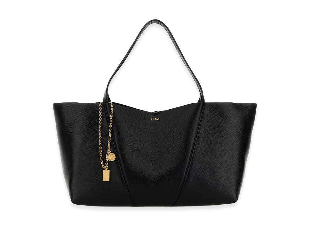 Chloe Women's Leather East-West Chloa Spin Shopping Bag "Black"