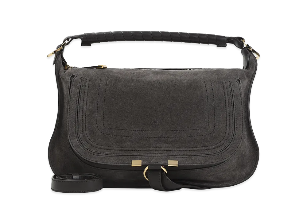Chloe Women's Suede Small Marcie Handbag "Dark Brown"