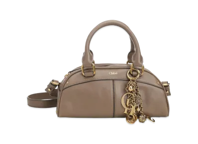 Chloe Women's Leather Small Bowling Chloa Small Handbag "Mud Brown"
