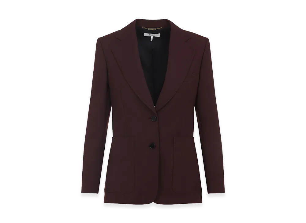 Chloe Women's Tailored Single-Breasted Jacket In Wool Gabardine "Bordeaux"