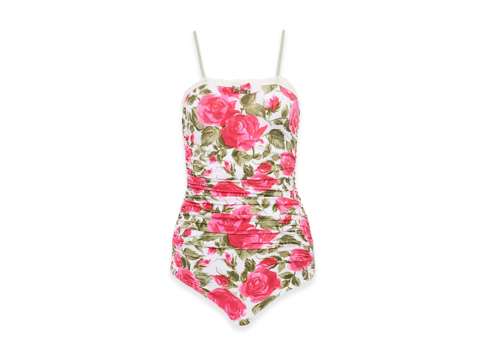 Chloe Women's Printed Stretch Nylon Bodysuit "Floral"