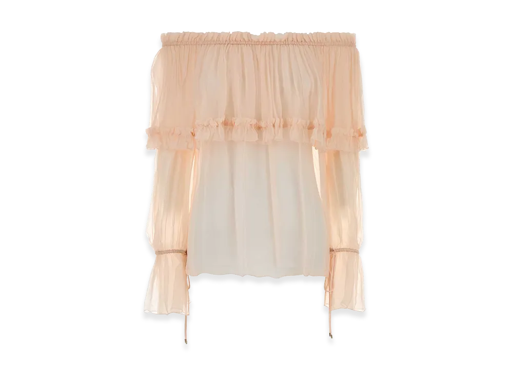 Chloe Women's Peach Crepe Blouse "Beige"
