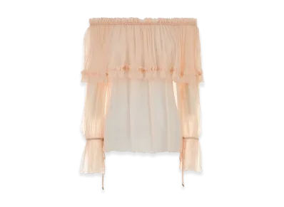 Chloe Women's Peach Crepe Blouse "Beige"
