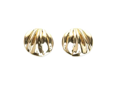 Chloe Women's Pleats Round Earrings "Gold"