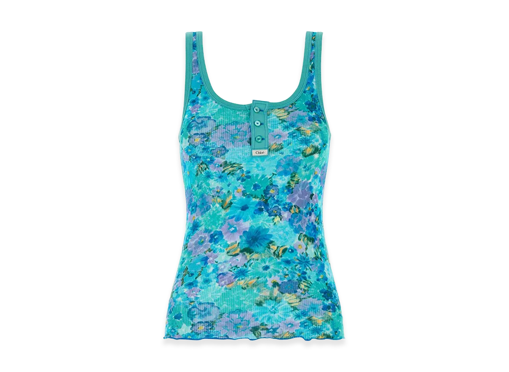 Chloe Women's Printed Stretch Cotton Tank Top "Floral"