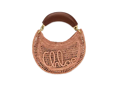Chloe Women's Raffia Mini Summer Banana Handbag "Antiqued Pink"