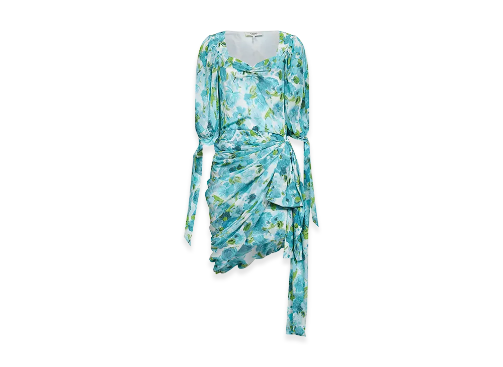 Chloe Women's Printed Silk Dress "Blue"